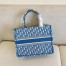 Dior Medium Book Tote Bag In Blue Oblique Embroidery 