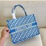 Dior Medium Book Tote Bag In Blue Oblique Embroidery 