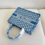 Dior Medium Book Tote Bag In Blue Oblique Embroidery 