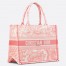Dior Medium Dioriviera Book Tote in Pink Toile de Jouy Embroidery
