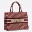 Dior Medium Book Tote Bag In Bordeaux Velvet Oblique Embroidered 