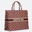 Dior Large Book Tote Bag In Bordeaux Dior Oblique Embroidery