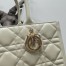 Dior Medium Book Tote Bag with Strap in White Macrocannage Calfskin