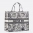 Dior Large Book Tote Bag in White Toile de Jouy Soleil Embroidery