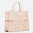 Dior Large Book Tote Bag In Pink Toile de Jouy Embroidery