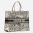 Dior Large Book Tote Bag In White Dior Zodiac Embroidery
