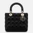 Dior Lady Dior Medium Bag in Black Lambskin with Enamel Charm