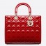 Dior Lady Dior Large Bag in Red Patent Cannage Calfskin