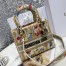 Dior Lady D-Lite Medium Bag In Hibiscus Metallic Thread Embroidery 