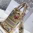Dior Lady D-Lite Medium Bag In Hibiscus Metallic Thread Embroidery 