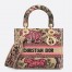 Dior Dioriviera Lady D-Lite Medium Bag in Raffia with Pink Toile de Jouy Sauvage Embroidery