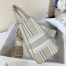 Dior Lady D-Lite Medium Bag In Beige Stripes Embroidery