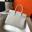 Hermes Birkin 25cm Bag in Pearl Grey Clemence Leather with GHW