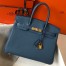 Hermes Birkin 30cm Bag in Blue Agate Clemence Leather with GHW
