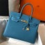 Hermes Birkin 30cm Bag in Blue Jean Clemence Leather with GHW