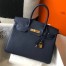 Hermes Birkin 30cm Bag in Dark Blue Clemence Leather with GHW