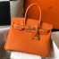 Hermes Birkin 30cm Bag in Orange Clemence Leather with GHW