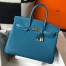 Hermes Birkin 35cm Bag in Blue Jean Clemence Leather with GHW