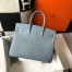 Hermes Birkin 35cm Bag in Blue Lin Clemence Leather with GHW