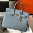Hermes Birkin 35cm Bag in Blue Lin Clemence Leather with GHW