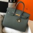 Hermes Birkin 35cm Bag in Vert Amande Clemence Leather with GHW
