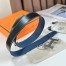 Hermes Constance Reversible Belt 38MM in Blue Clemence Leather