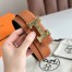 Hermes H Touareg Reversible Belt 32MM in Gold Clemence Leather