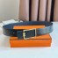 Hermes Tube H Reversible Belt 38MM in Blue Clemence Leather