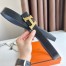 Hermes H Take Off Reversible Belt 32MM in Dark Blue Clemence Leather