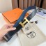 Hermes H Reversible Belt 38MM in Blue Clemence Leather