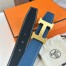 Hermes H Reversible Belt 38MM in Blue Clemence Leather