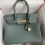 Hermes Birkin 30 Retourne Handmade Bag In Vert Amande Clemence Leather 
