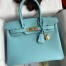 Hermes Birkin 30 Retourne Handmade Bag In Blue Atoll Epsom Calfskin 