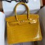 Hermes Birkin 30 Handmade Bag In Jaune Ambre Crocodile Niloticus Shiny Skin 