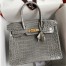 Hermes Birkin 30 Handmade Bag In Tourterelle Crocodile Niloticus Shiny Skin 