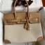 Hermes Birkin 30 Handmade Bag In Toile & Chai Epsom Leather 