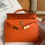 Hermes Kelly Sellier 32 Handmade Bag in Orange Ostrich Leather