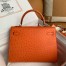 Hermes Kelly Sellier 32 Handmade Bag in Orange Ostrich Leather