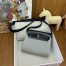 Hermes Herbag Zip 20 Bag in Grey Canvas and Black Hunter Calfskin