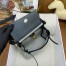 Hermes Herbag Zip 20 Bag in Grey Canvas and Black Hunter Calfskin