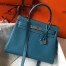 Hermes Kelly 25cm Retourne Bag in Blue Jean Clemence Leather with PHW