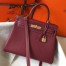 Hermes Kelly 25cm Retourne Bag in Bordeaux Clemence Leather with GHW