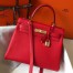 Hermes Kelly 25cm Retourne Bag in Red Clemence Leather with GHW