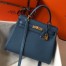 Hermes Kelly 28cm Retourne Bag in Blue Agate Clemence Leather with GHW