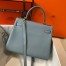 Hermes Kelly 28cm Retourne Bag in Blue Lin Clemence Leather with GHW