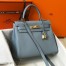 Hermes Kelly 28cm Retourne Bag in Blue Lin Clemence Leather with GHW