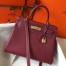 Hermes Kelly 28cm Retourne Bag in Bordeaux Clemence Leather with GHW