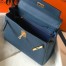 Hermes Kelly 32cm Retourne Bag in Blue Agate Clemence Leather with GHW