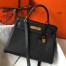 Hermes Kelly 32cm Retourne Bag in Black Clemence Leather with GHW