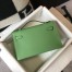 Hermes Kelly Pochette Clutch In Vert Criquet Epsom Leather